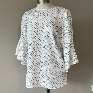 Karl Lagerfeld black and white dot blouse tulip sleeve